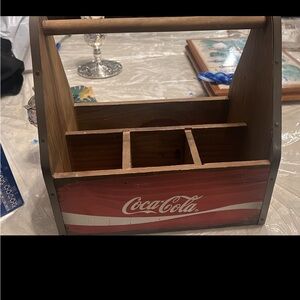Coca Cola Red Wooden Beverage Holder